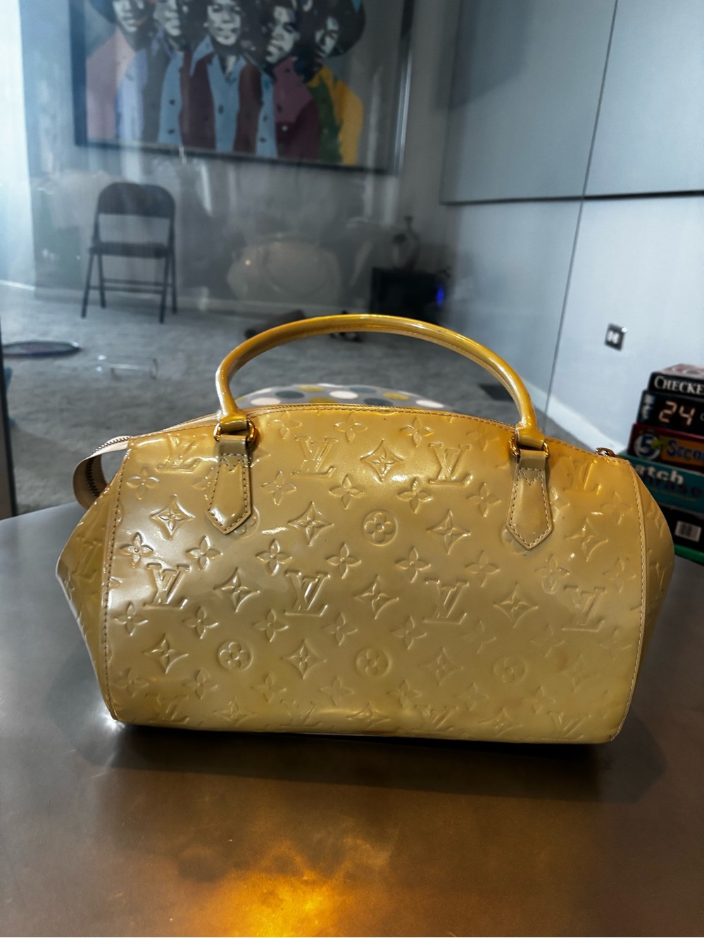 Louis Vuitton Yellow Patent Monogram Satchel small stain willing to negotiate